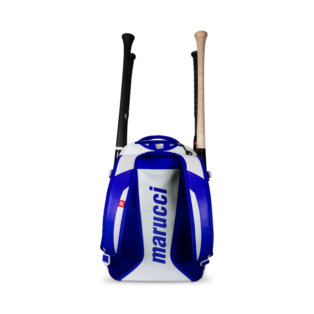 Back Pack Beisbol Softbol Marucci Dynamo MBDYNBP Blanco Azul Grande
