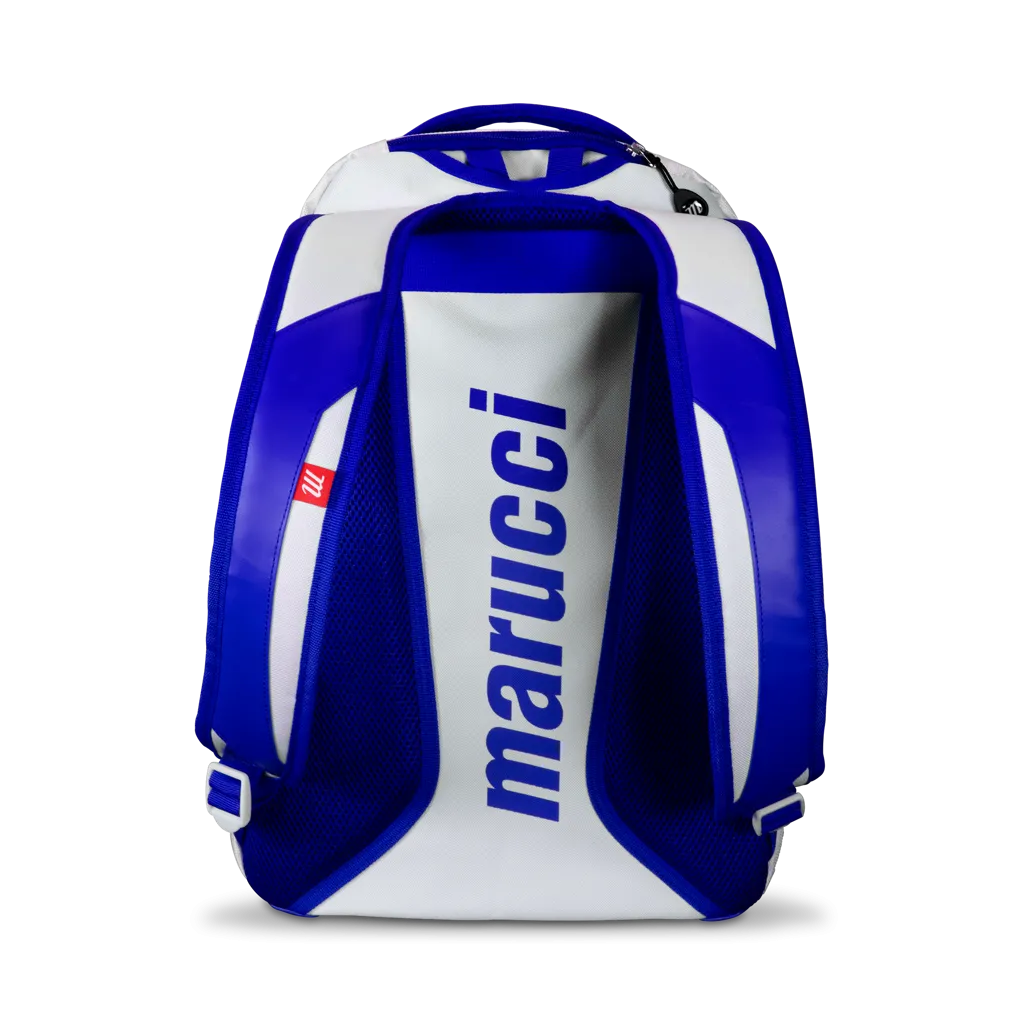 Back Pack Beisbol Softbol Marucci Dynamo MBDYNBP Blanco Azul Grande