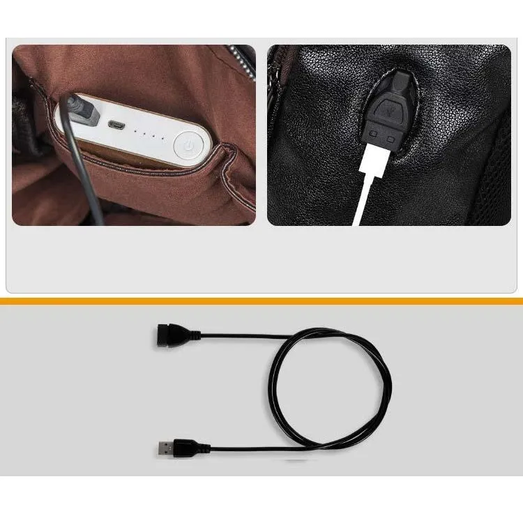 Backpack USB Charging <br> Vegan Leather