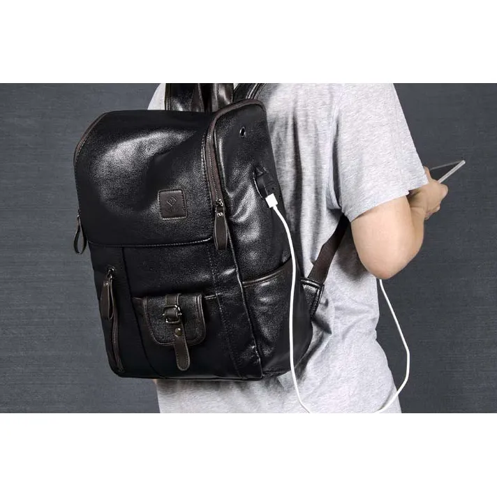 Backpack USB Charging <br> Vegan Leather
