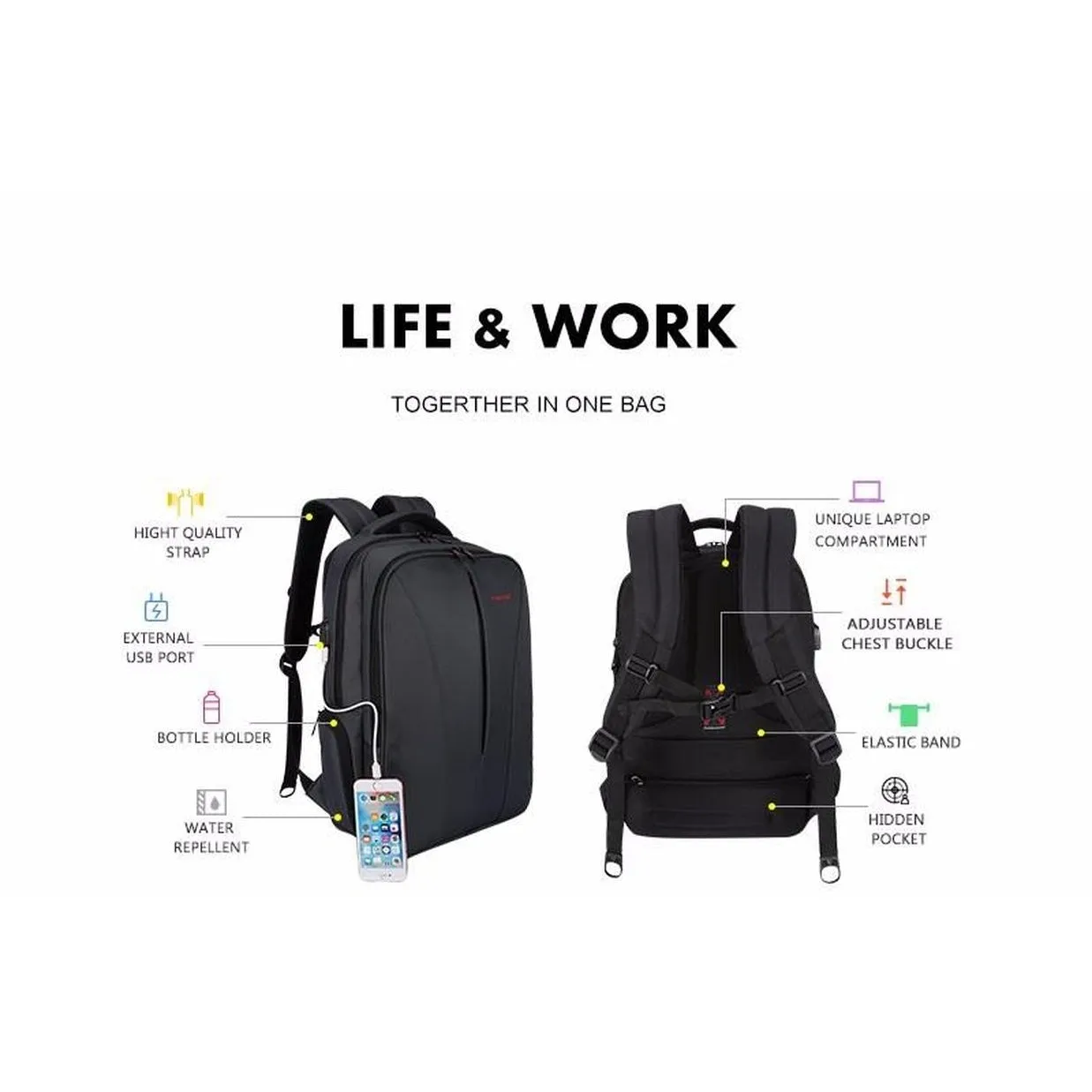 Backpack USB Charging<br> Nylon