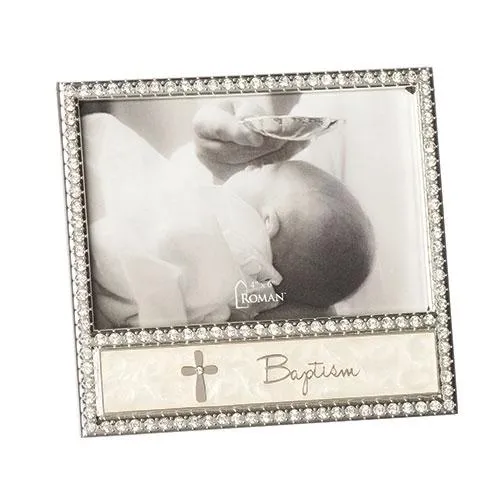 Baptism Cross Frame 6" (holds 4 x 6")
