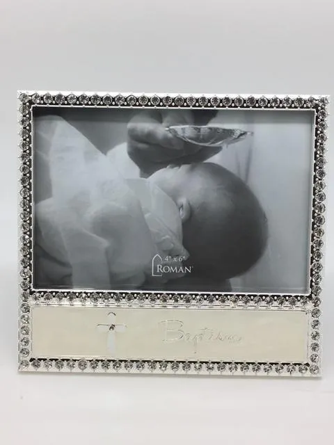 Baptism Cross Frame 6" (holds 4 x 6")