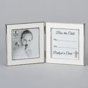 Baptism Hinged Square with Cross Frame  5"