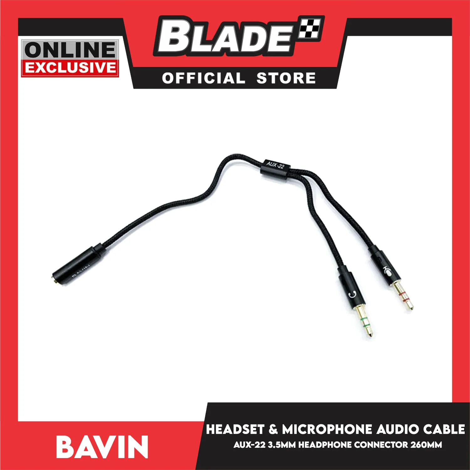 Bavin Earphone AUX-22 Computer Headset And Microphone Audio Cable 3.5mm Earphone Stereo Microphone Mic Audio Splitter AUX Cable For Computer Jack 3.5mm