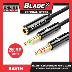 Bavin Earphone AUX-22 Computer Headset And Microphone Audio Cable 3.5mm Earphone Stereo Microphone Mic Audio Splitter AUX Cable For Computer Jack 3.5mm