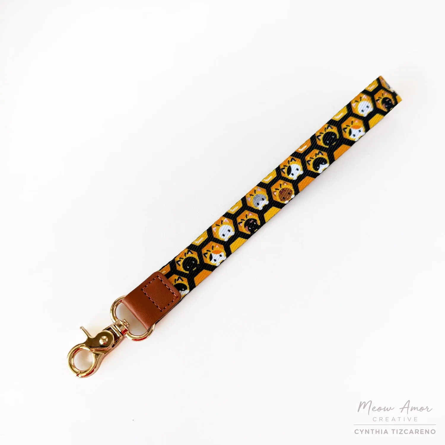 Bee Hive Cat Wristlet Lanyard