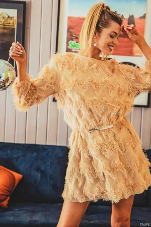 Bella Zig Zag Fringe A-Line Dress