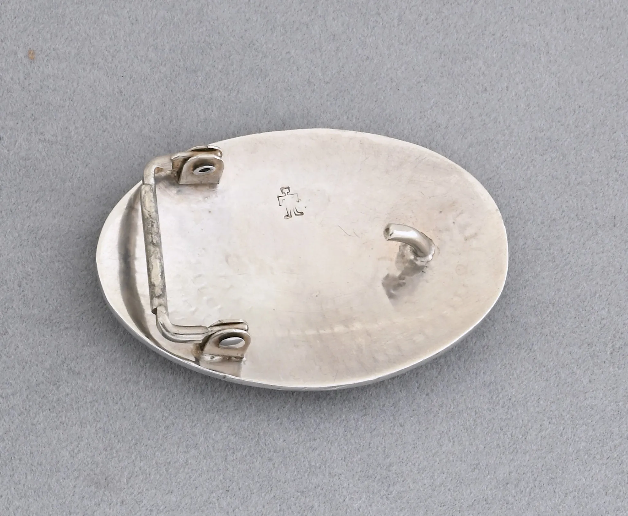 Belt Buckle with Man in the Maze by Alvin Sosolde (Pima)