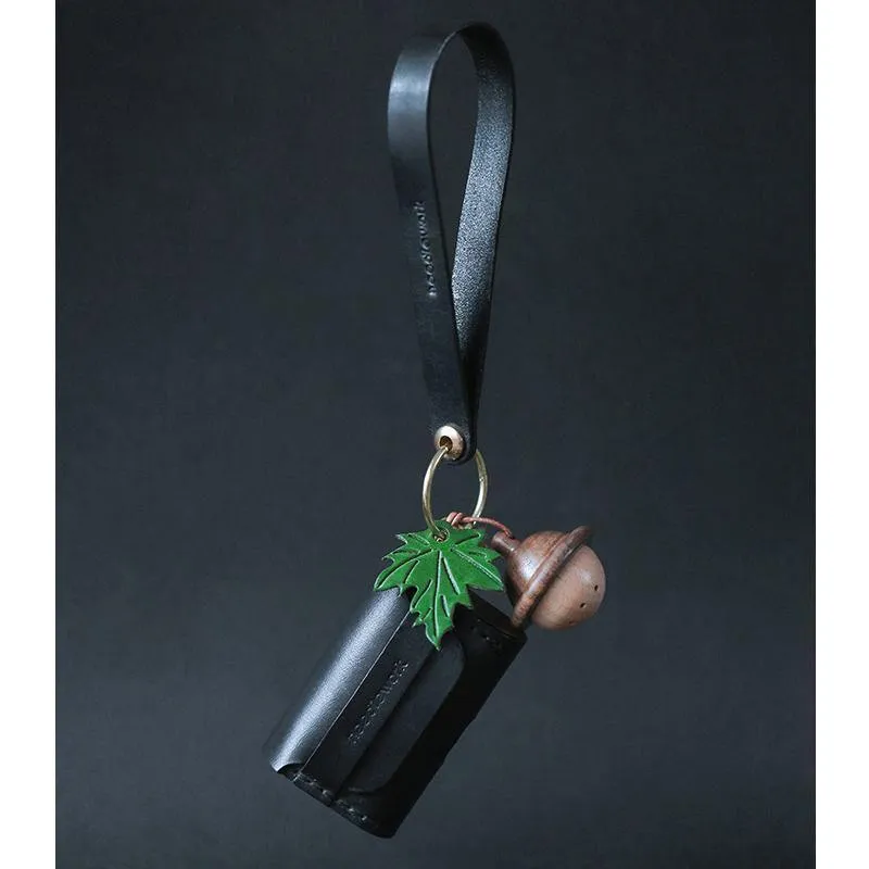 Best Black Leather AirPods Pro Case with Wristlet Strap Custom Leather Wood AirPods Pro Case Airpod Case Cover