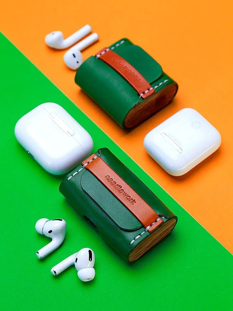 Best Black Leather AirPods Pro Case with Wristlet Strap Custom Leather Wood AirPods Pro Case Airpod Case Cover