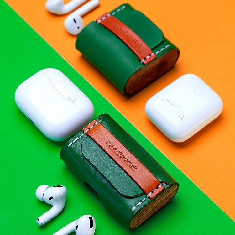 Best Black Leather AirPods Pro Case with Wristlet Strap Custom Leather Wood AirPods Pro Case Airpod Case Cover