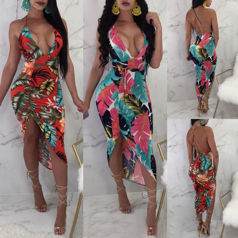 Best selling slim slimming beach casual print dress