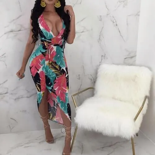 Best selling slim slimming beach casual print dress