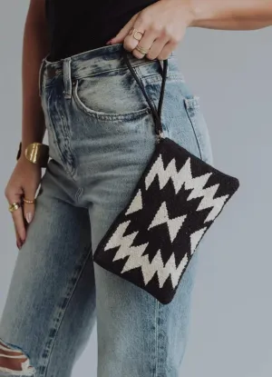 Black & Cream Aztec Wristlet