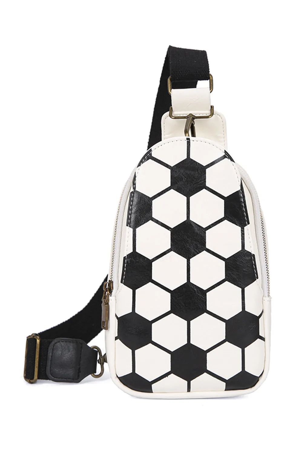 Black Balls Pattern PU Leather Zipped Sling Bag