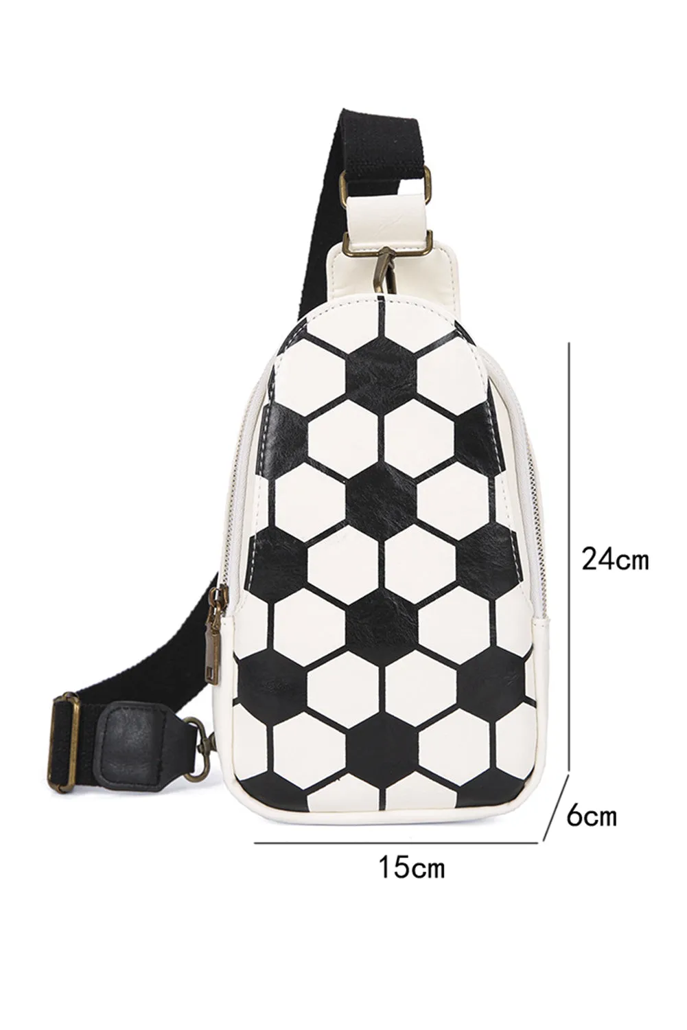 Black Balls Pattern PU Leather Zipped Sling Bag