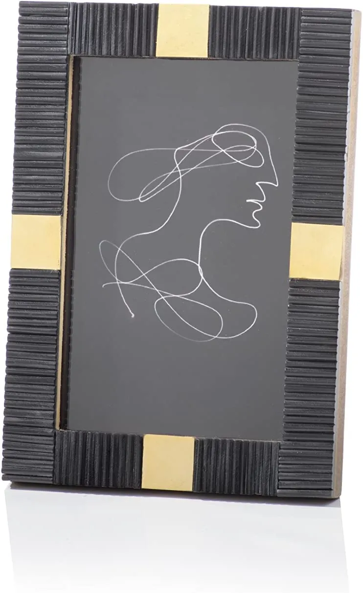 Black Bone w Brass Trim, Picture Frame, 5x7