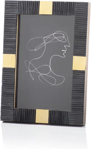 Black Bone w Brass Trim, Picture Frame, 5x7