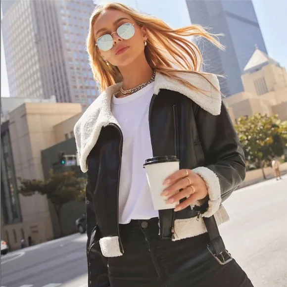 *BLACK FRIDAY SALE* No Chill Faux Leather Shearling Black Jacket