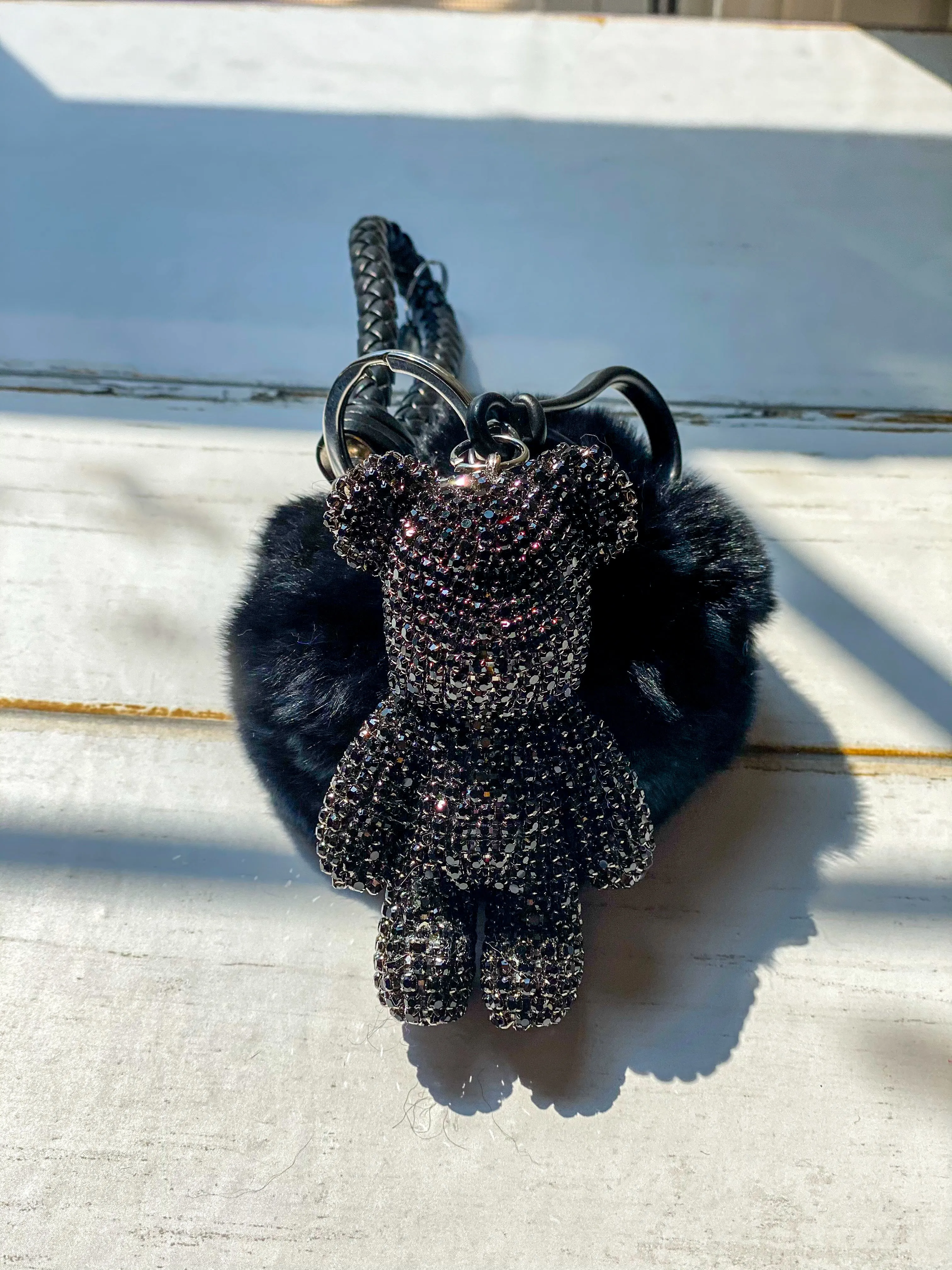 Black Luxe Bear Keychain