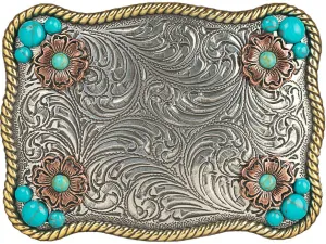 Blazin Roxx Floral Accent and Turquoise Belt Buckle