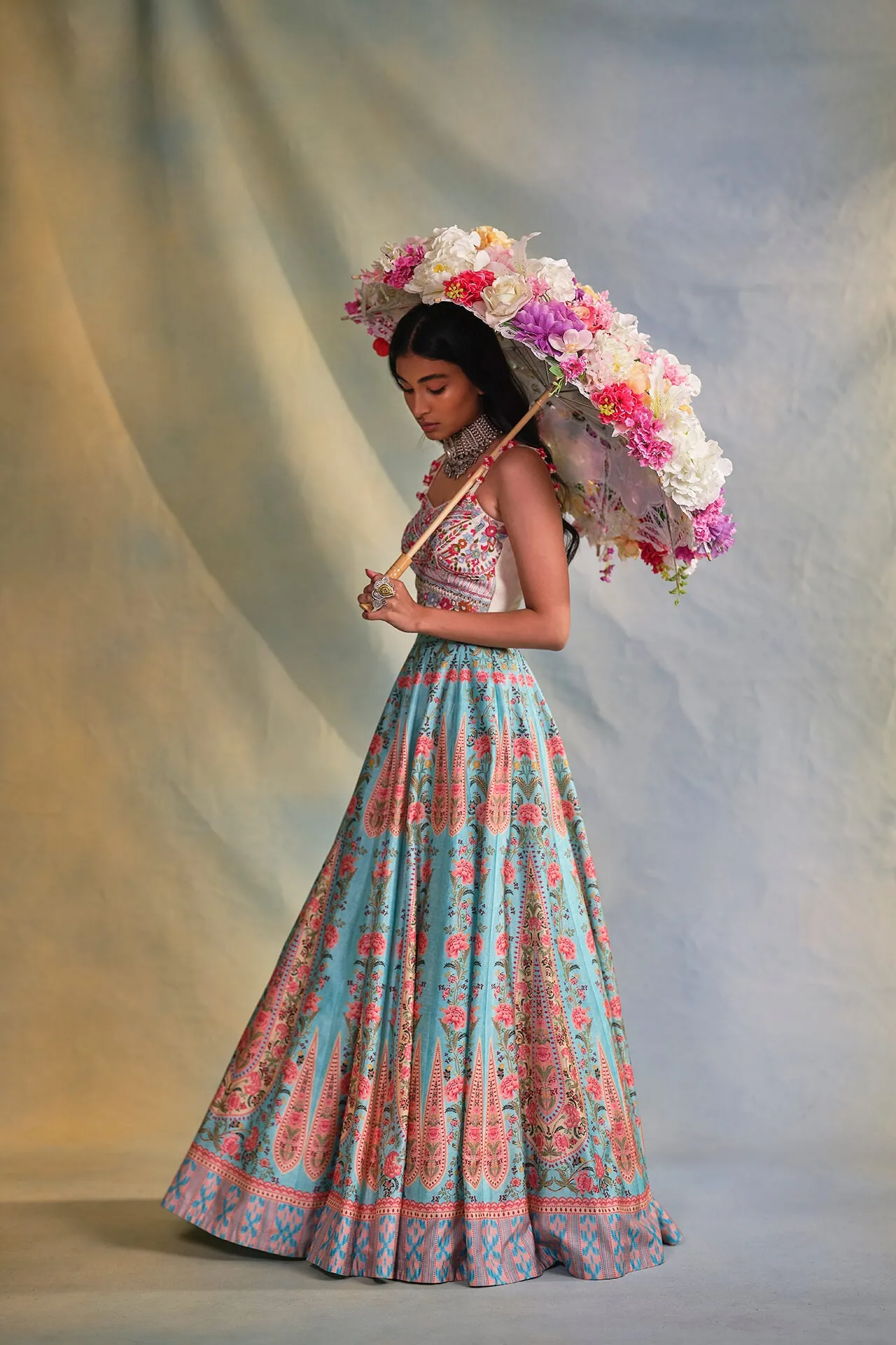 Blue Daisy Lehenga
