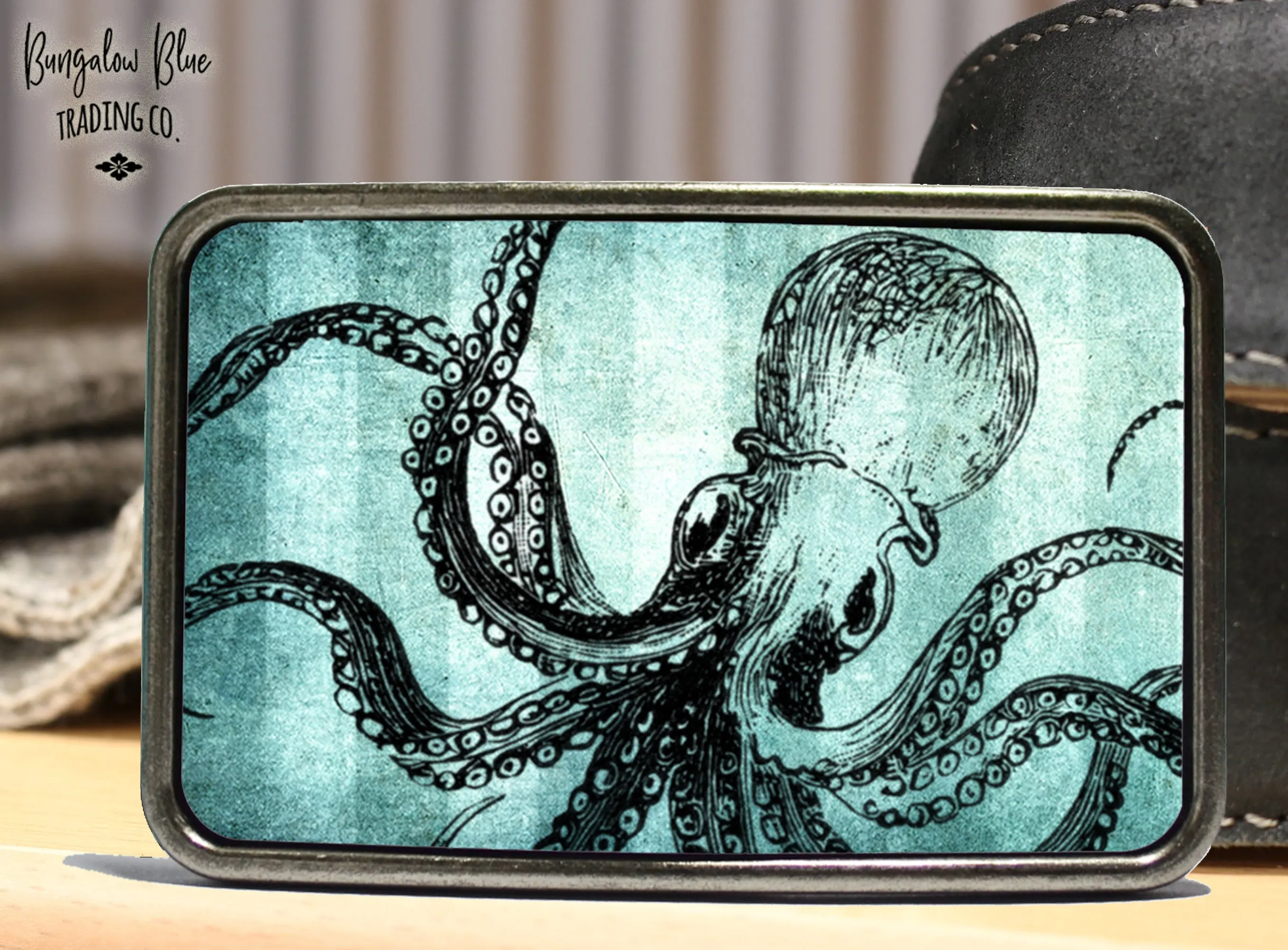 Blue Octopus Belt Buckle
