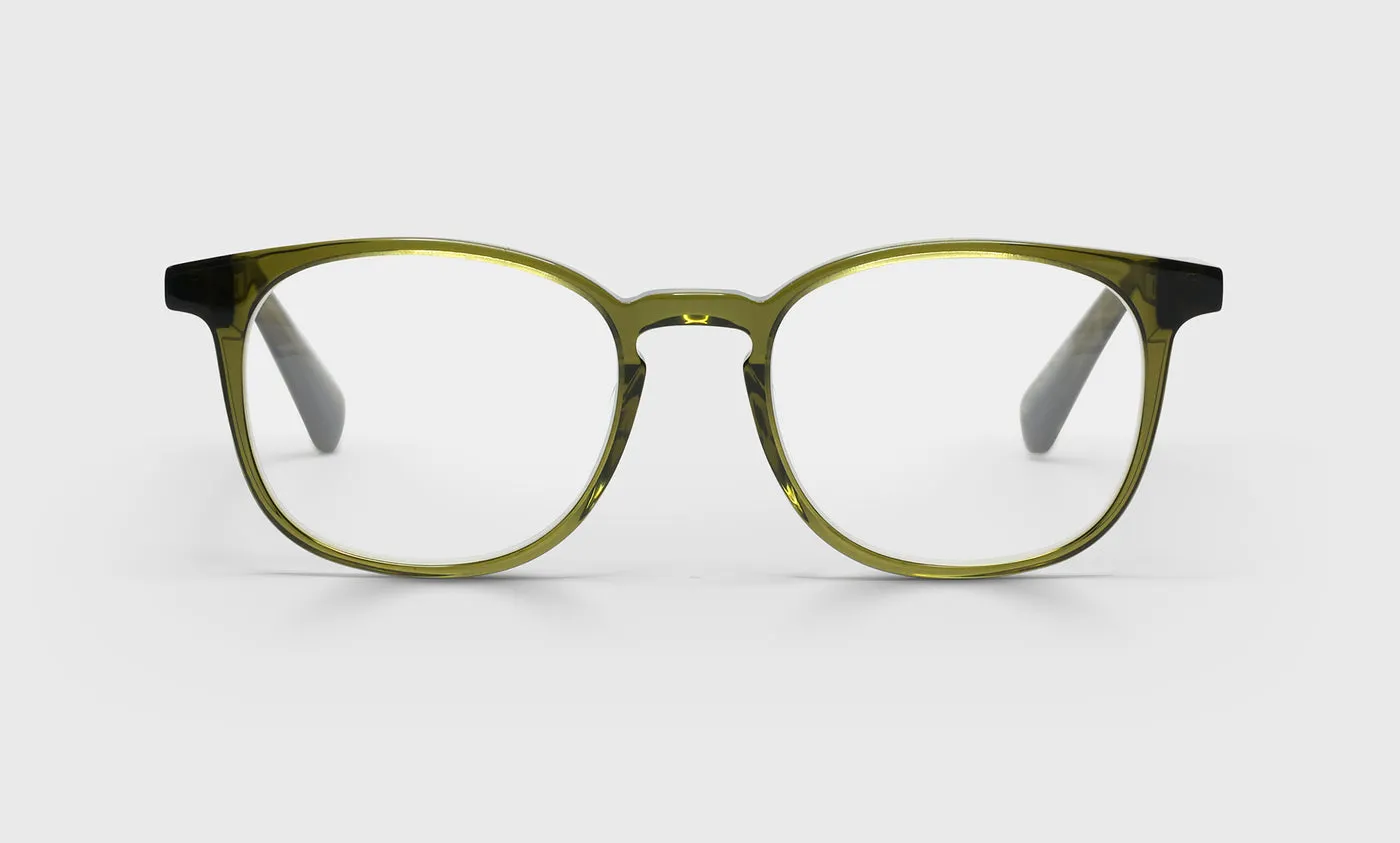 Boardroom Color 17 - Olive Crystal Front and Temples