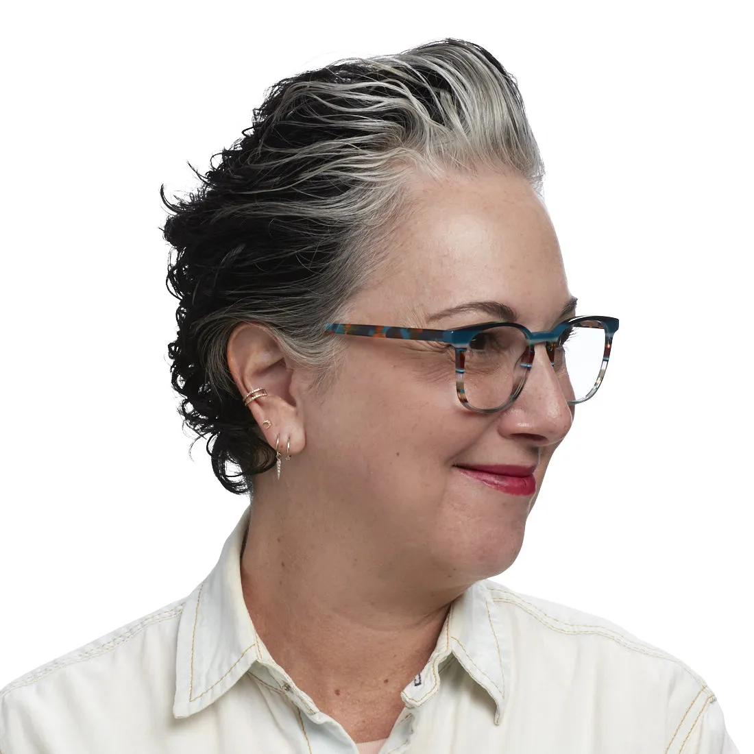 Boardroom Color 59 - Teal Multi-Stripe Front and Teal Tortoise Temples