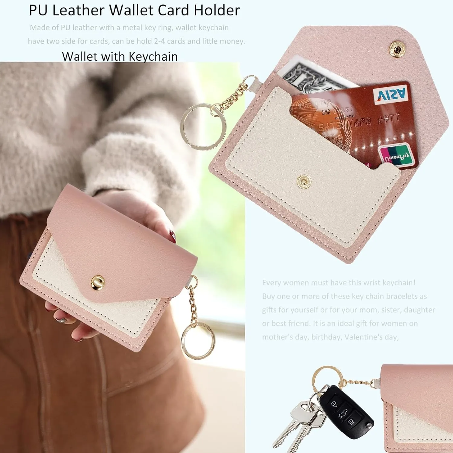 Boho Wristlet Keychain Wallet with Lipstick Holder & Wristband