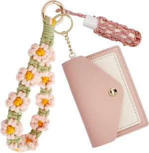 Boho Wristlet Keychain Wallet with Lipstick Holder & Wristband