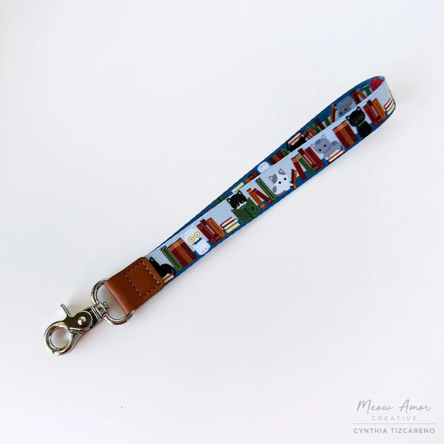 Book Cat Wristlet Lanyard
