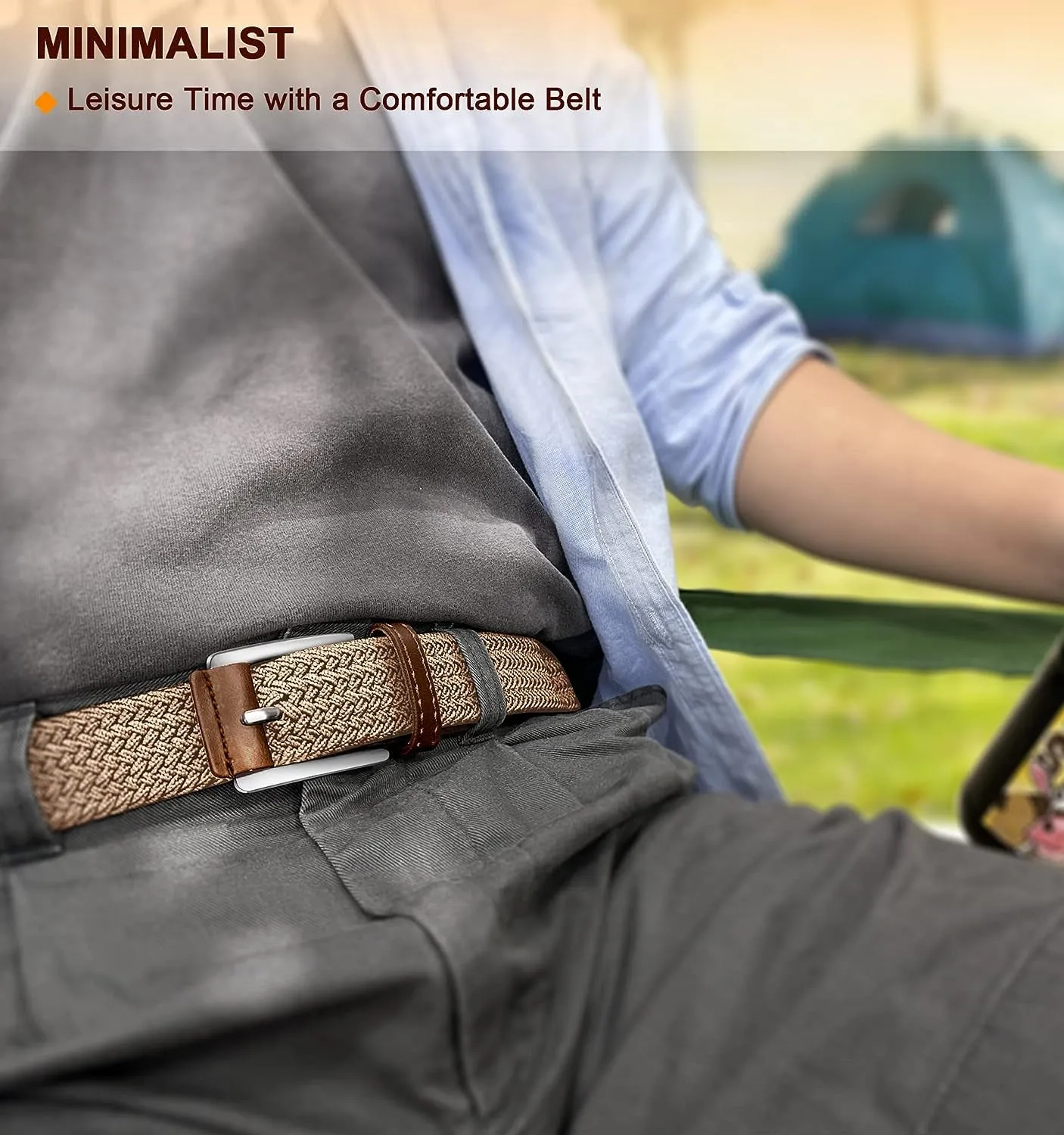 Braided Web Stretch Belt for Men 1 3/8"
