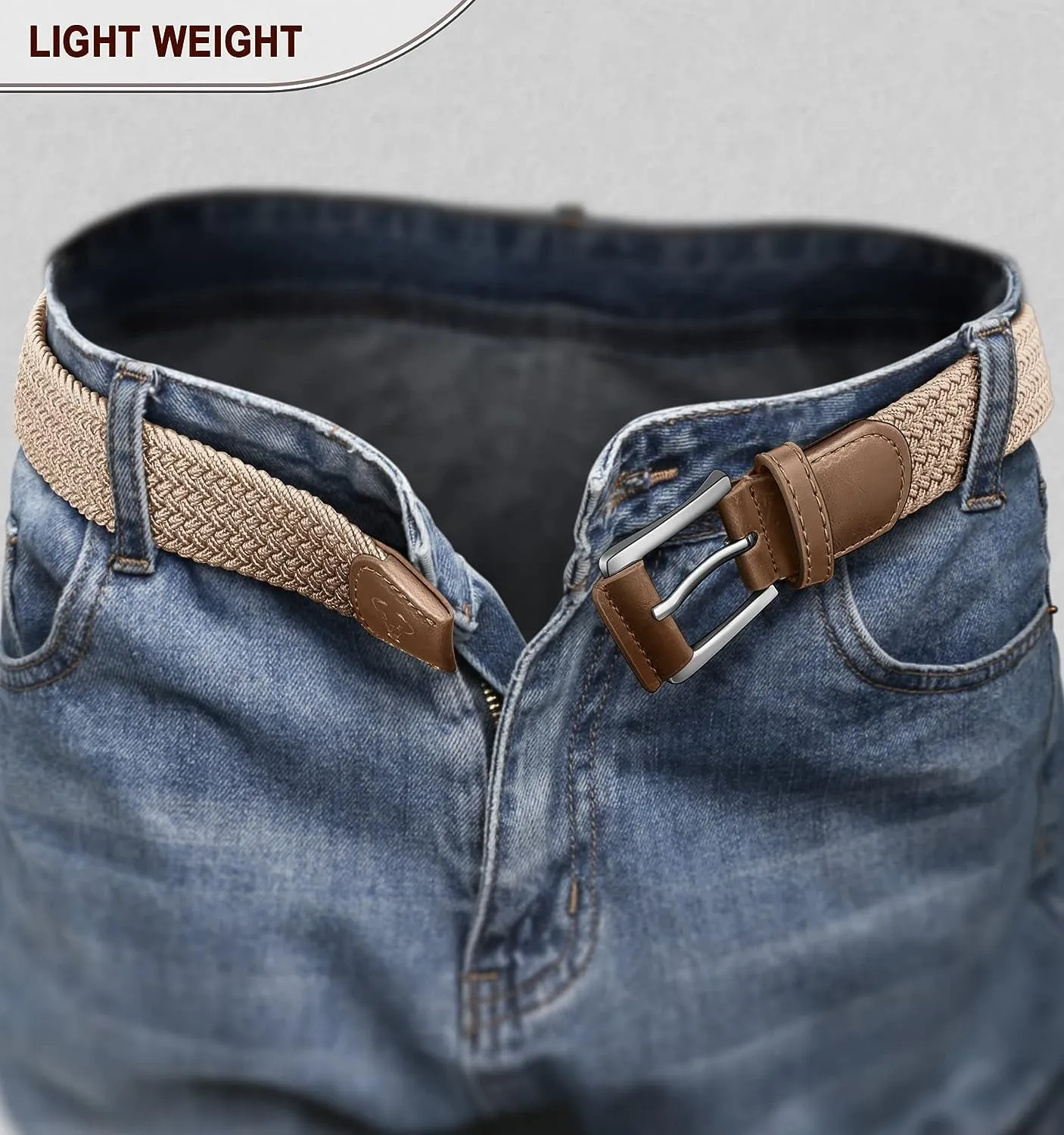 Braided Web Stretch Belt for Men 1 3/8"