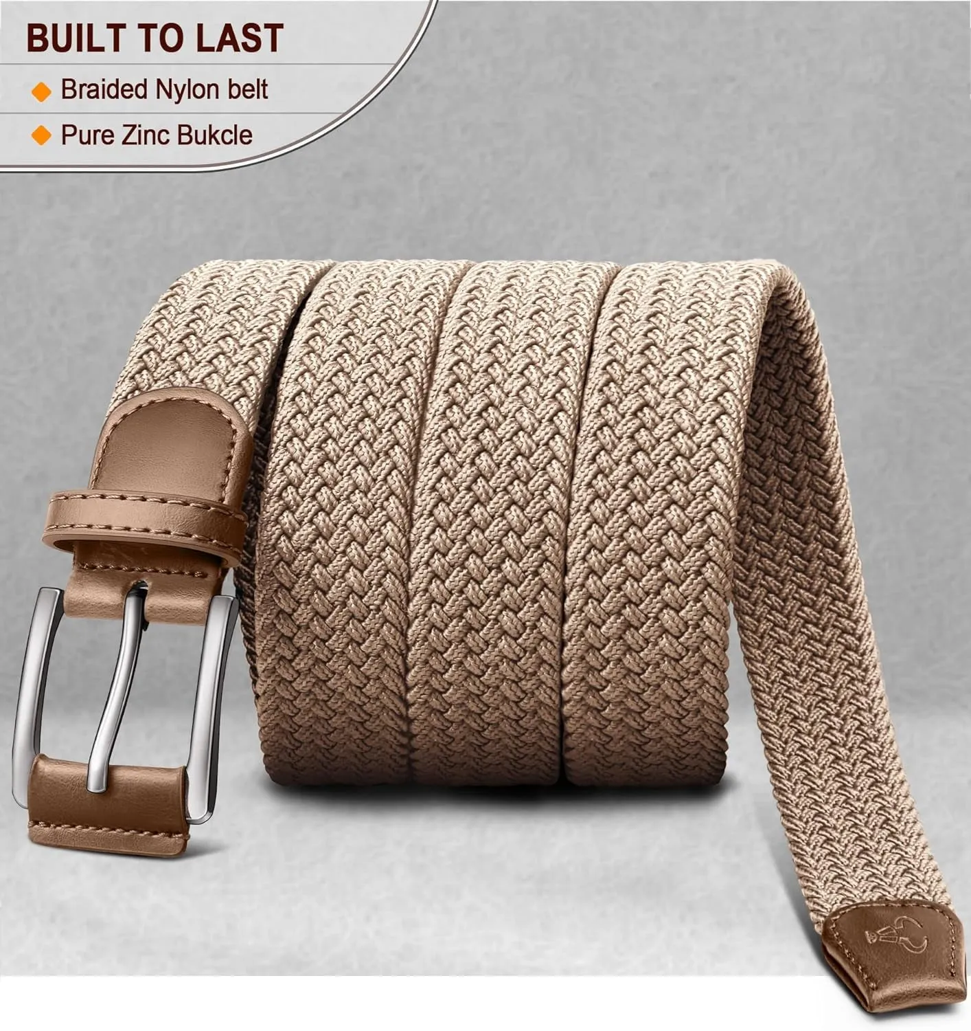 Braided Web Stretch Belt for Men 1 3/8"