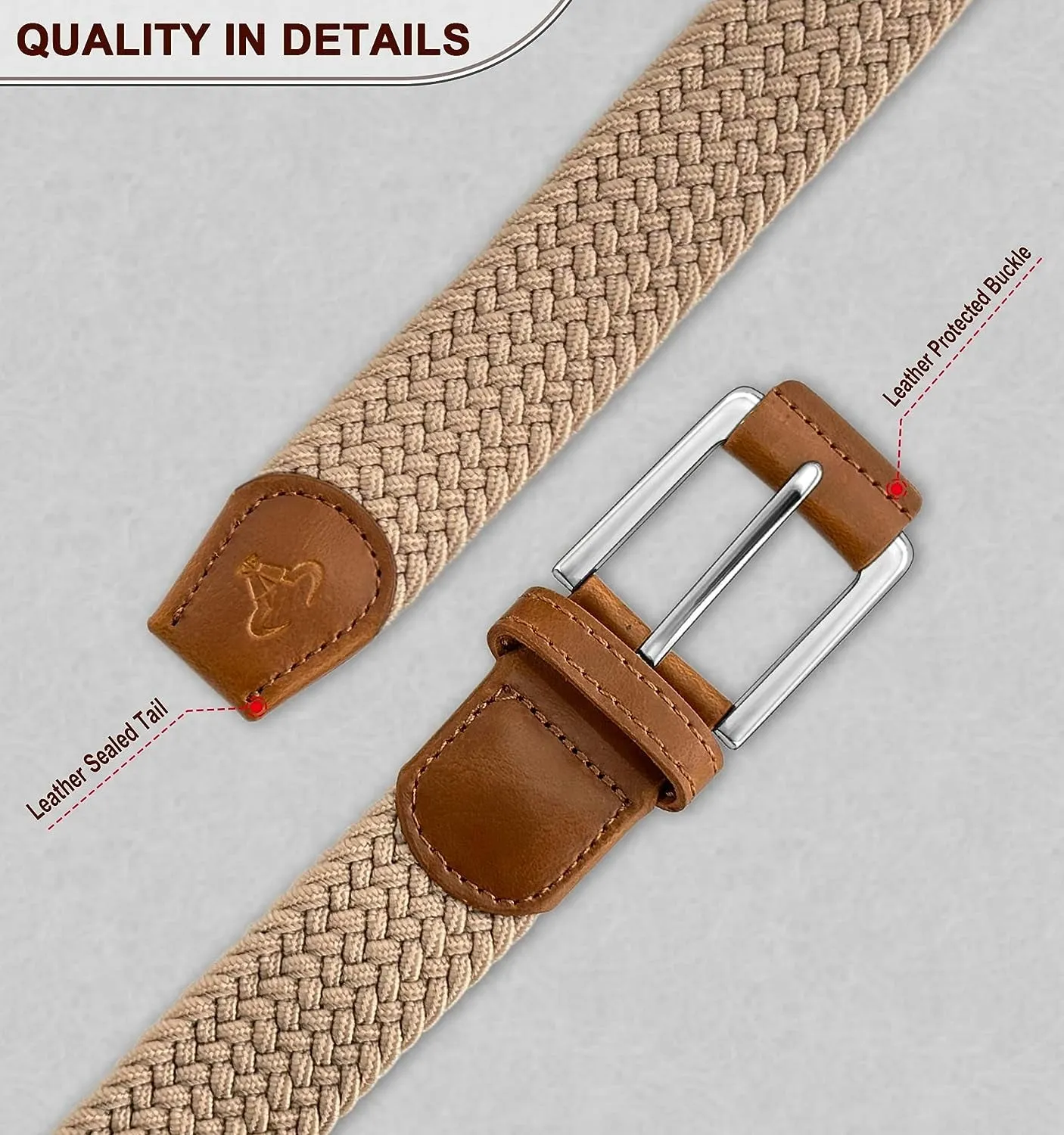 Braided Web Stretch Belt for Men 1 3/8"