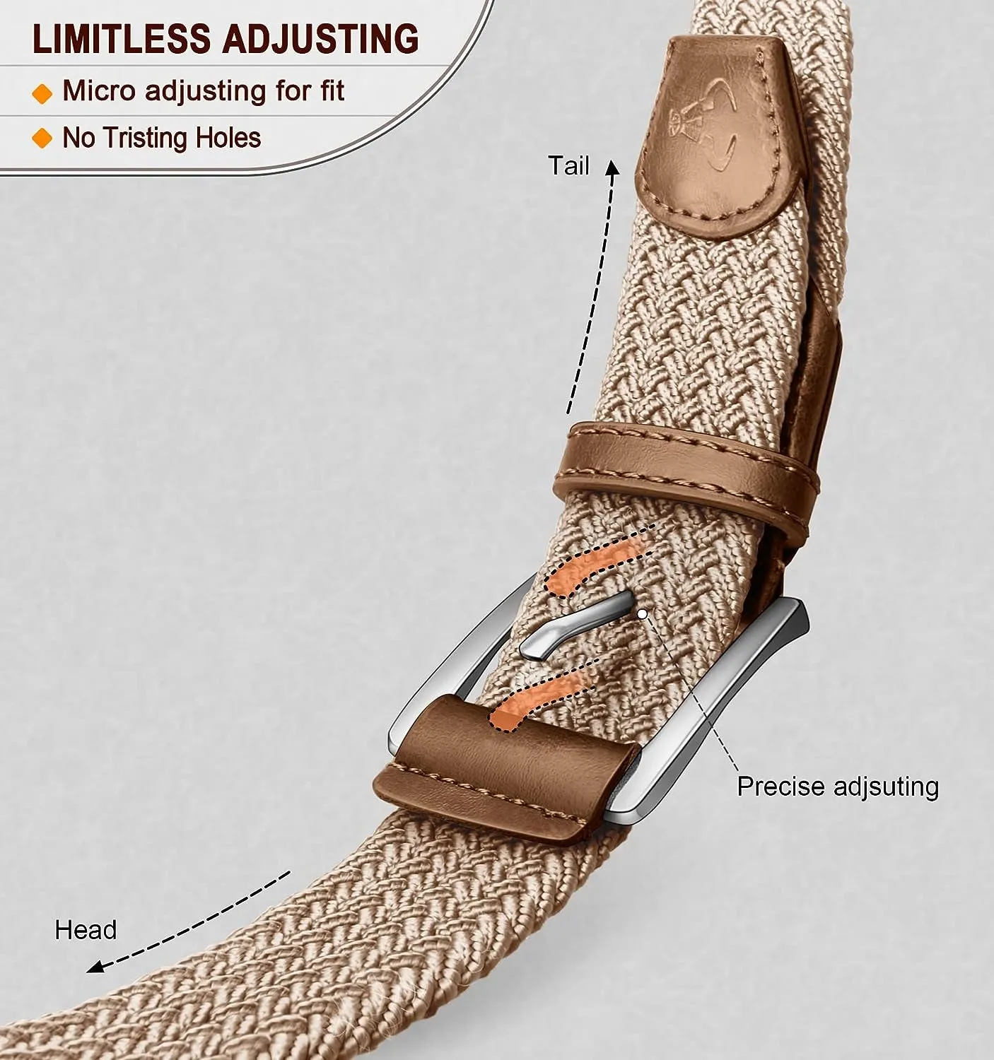 Braided Web Stretch Belt for Men 1 3/8"
