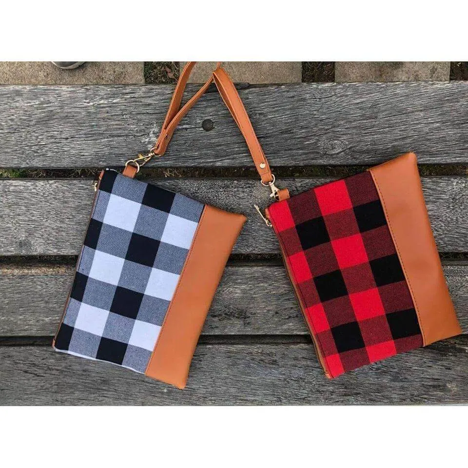 Buffalo Plaid wristlet clutch