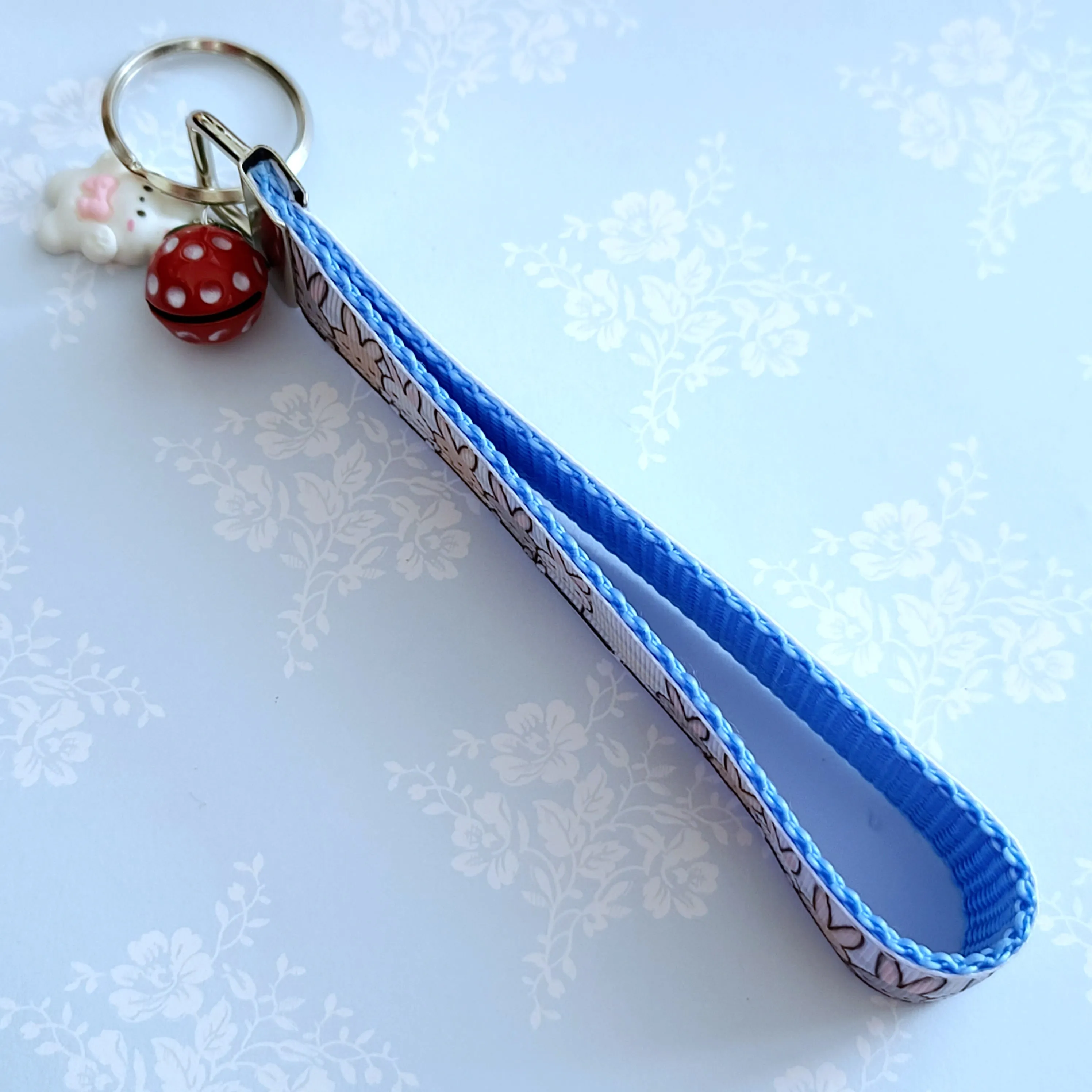Bunnies Saying Hi! Key Chain Fob with Your Choice of Rose Gold, Yellow Gold or Silver Hardware
