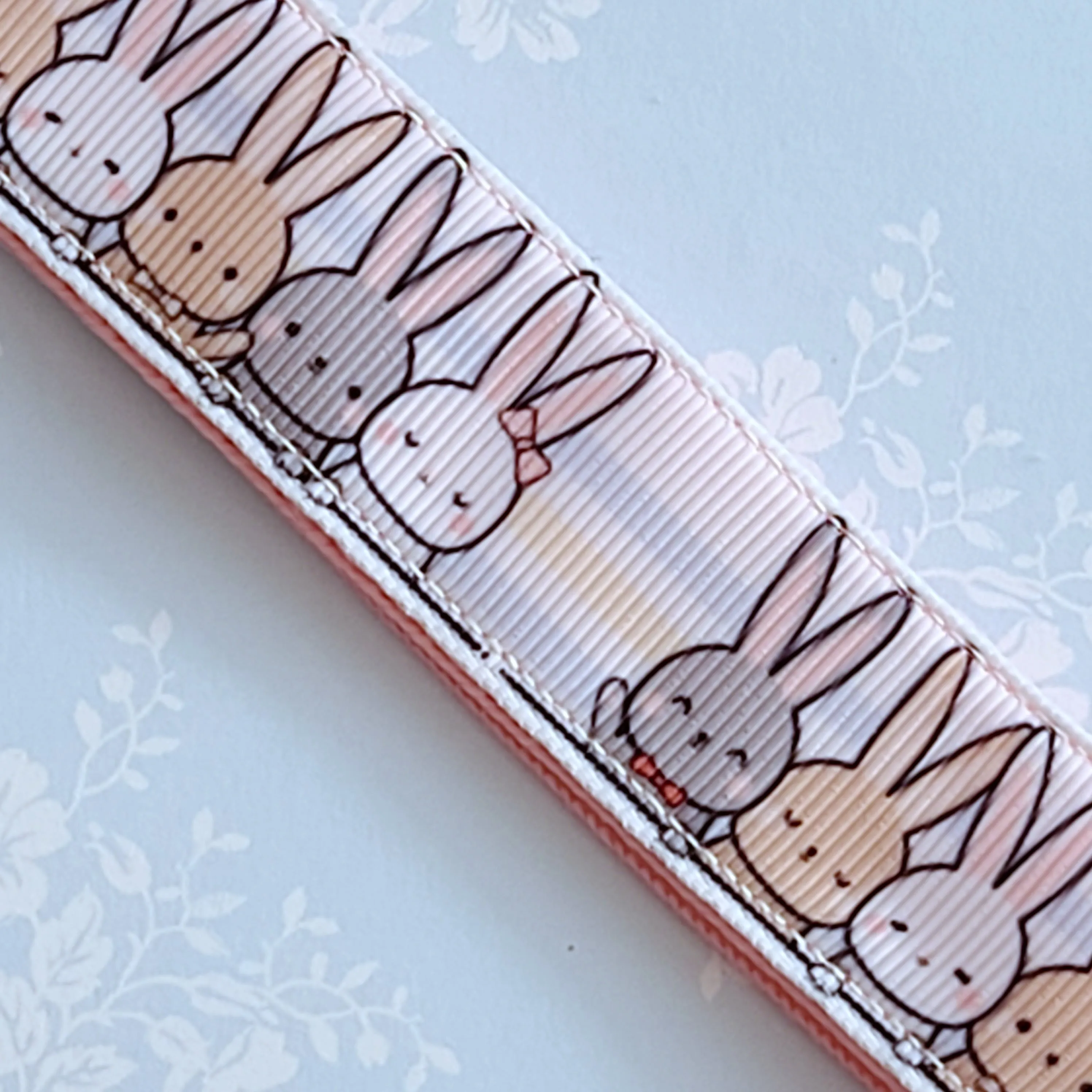 Bunnies Saying Hi! Key Chain Fob with Your Choice of Rose Gold, Yellow Gold or Silver Hardware