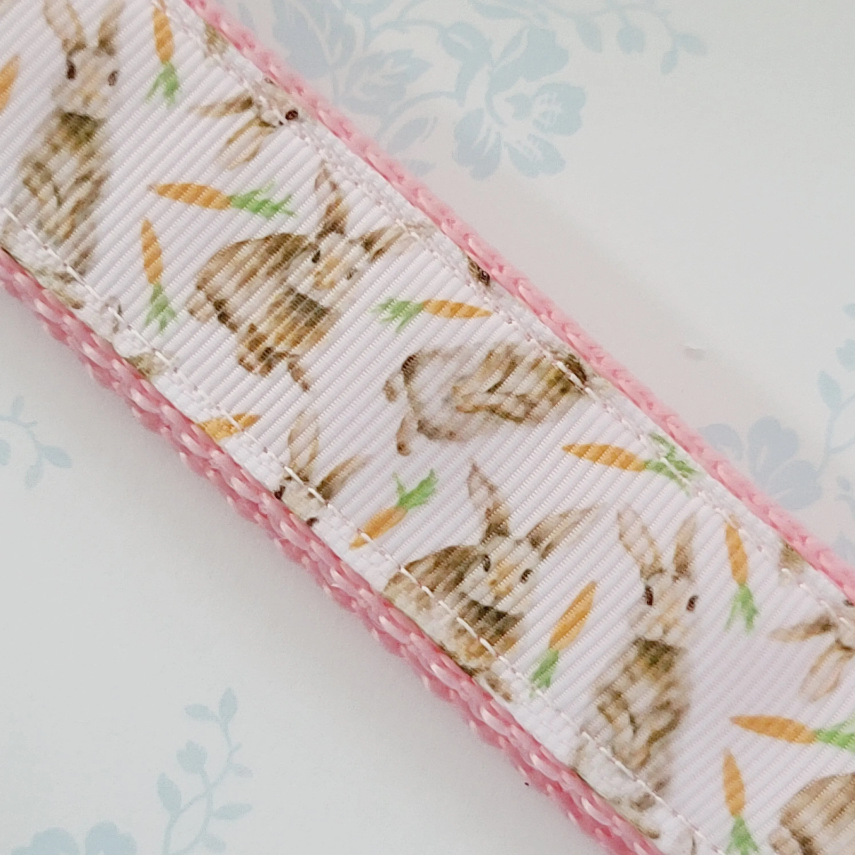 Bunnies with Carrots on White Key Fob Wristlet on Silver or Rainbow