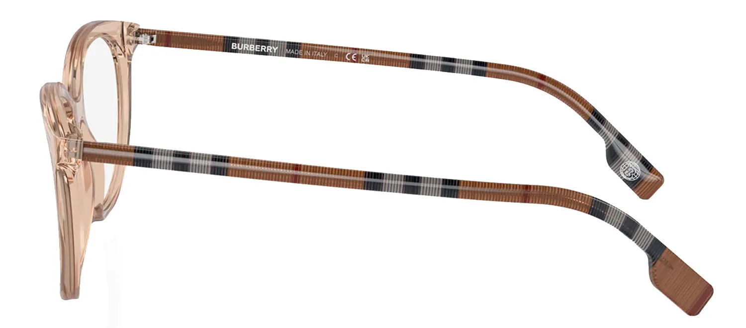 Burberry BE 2389 4088 Irregular Plastic Orange Eyeglasses with Logo Stamped Demo Lenses