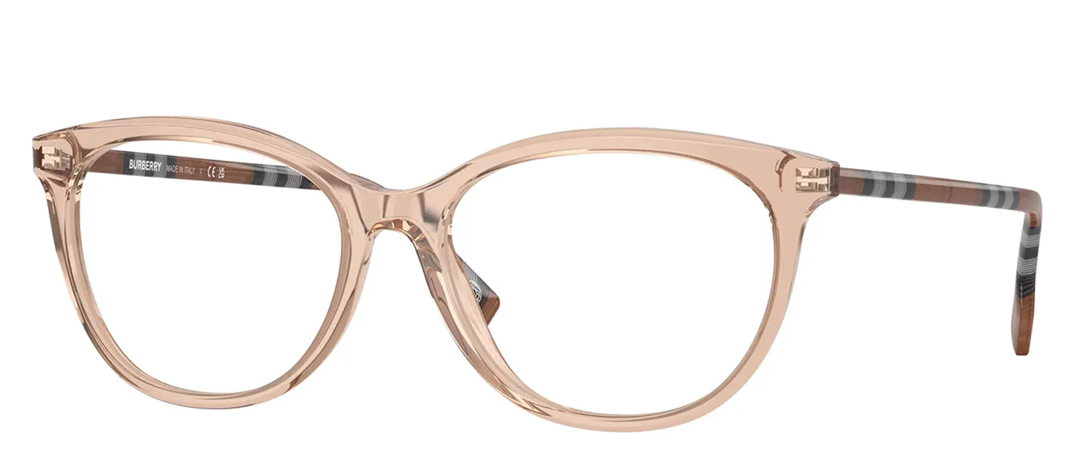 Burberry BE 2389 4088 Irregular Plastic Orange Eyeglasses with Logo Stamped Demo Lenses