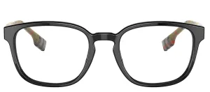 Burberry EDISON BE 2344 3952 Square Plastic Black Eyeglasses with Logo Stamped Demo Lenses