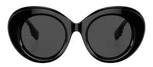Burberry MARGOT BE 4370U 300187 Round Plastic Black Sunglasses with Grey Lens