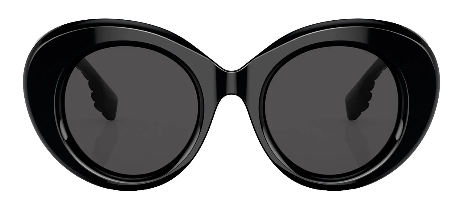 Burberry MARGOT BE 4370U 300187 Round Plastic Black Sunglasses with Grey Lens