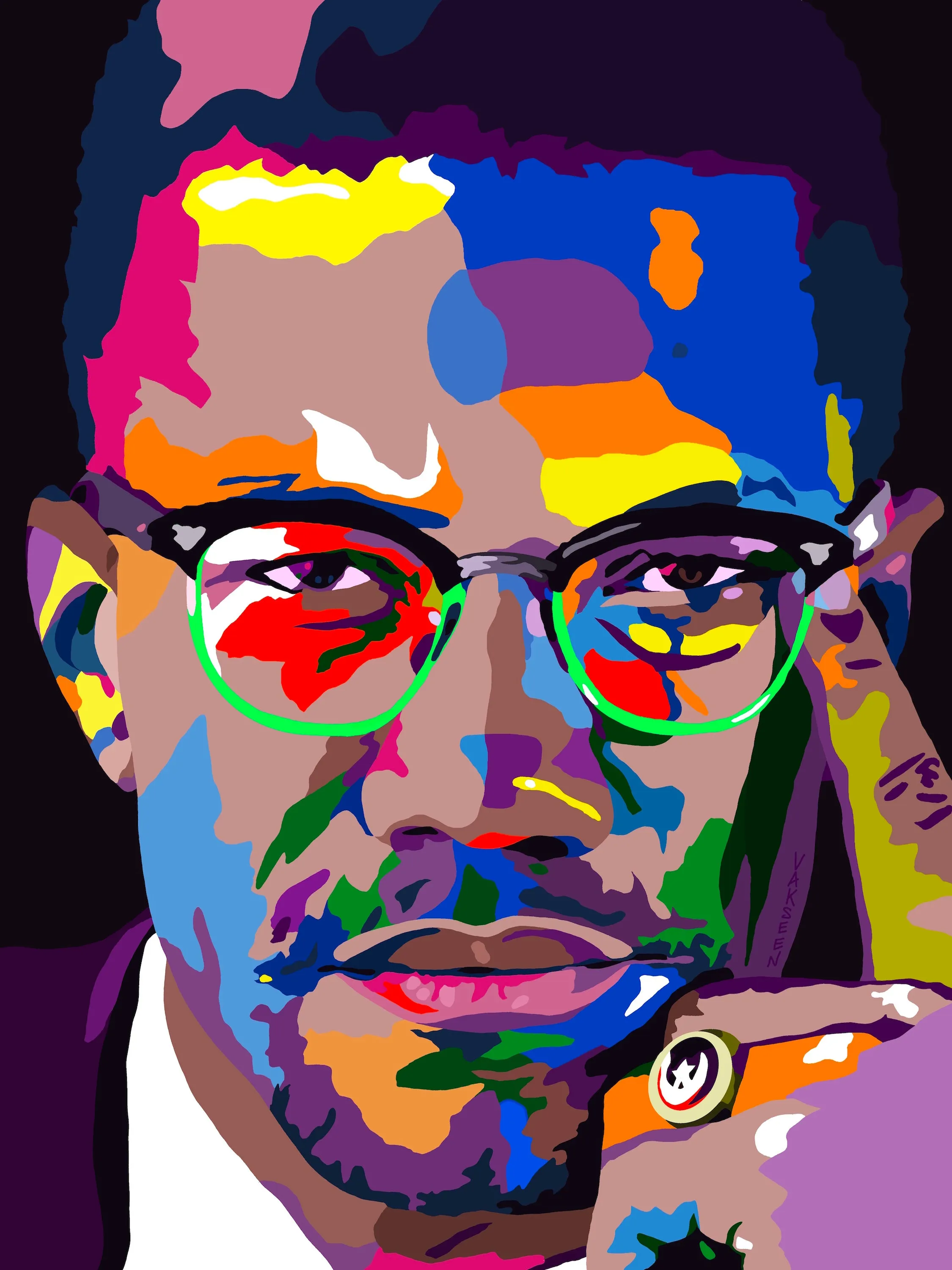 By Any Means - Malcolm X Portrait Art - Custom Art Stickers for Laptop & Wall Decor - Vakseen Art