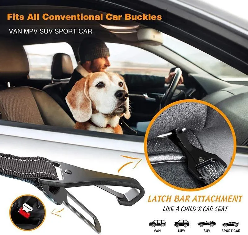 Car Safety Belt | 2 in 1 Elastic & Reflective Latch