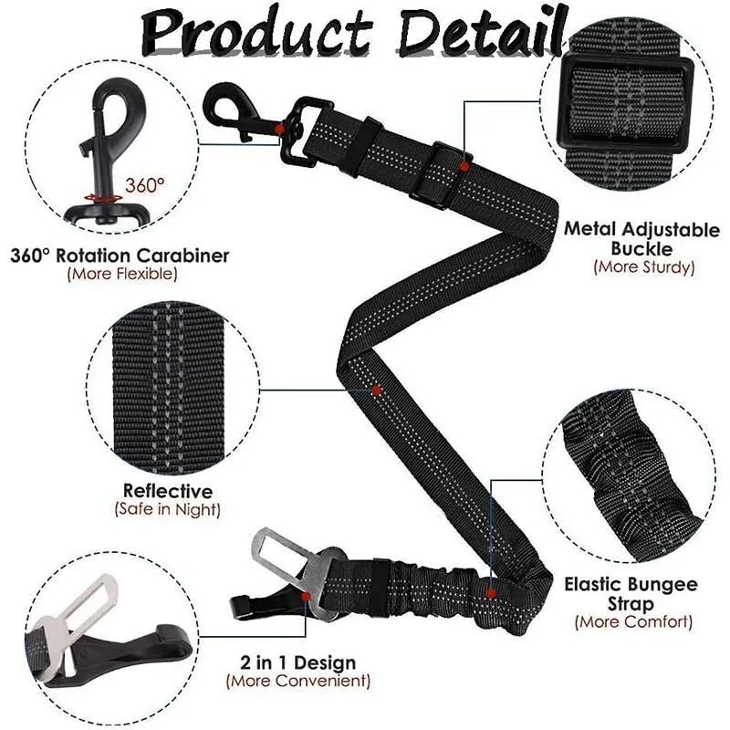 Car Safety Belt | 2 in 1 Elastic & Reflective Latch